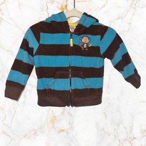 9m, Carter's Blue and Brown Fleece Hoodie w/Monkey